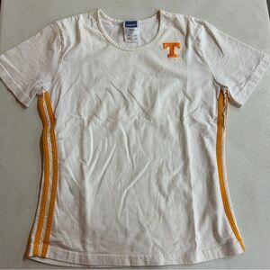 Adidas Tennessee Vols White T-Shirt with Orange Side Stripes & Blue Tag - Size L